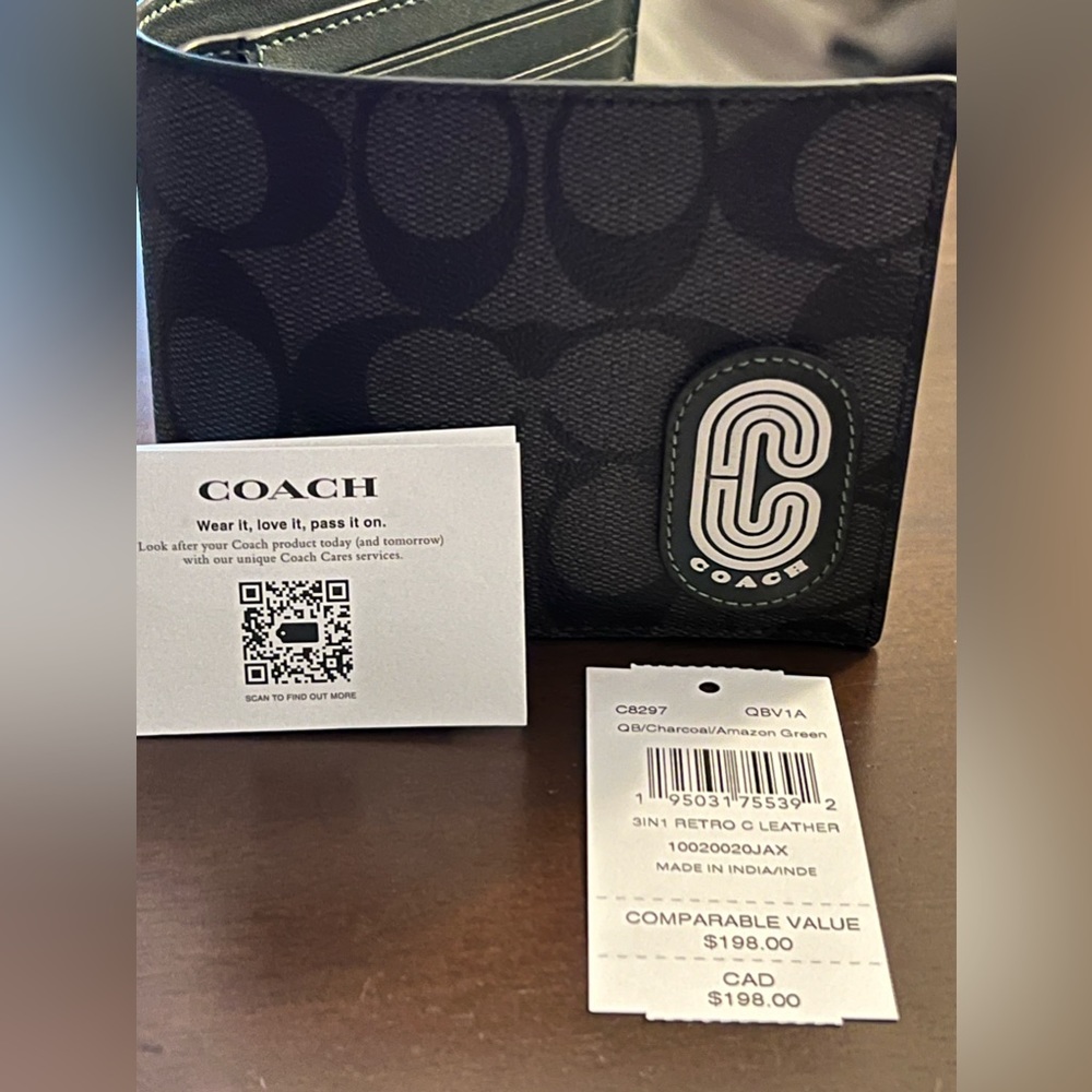 3 in 1 Retro Coach Leather Men’s wallet! Brand new with TAGS!
